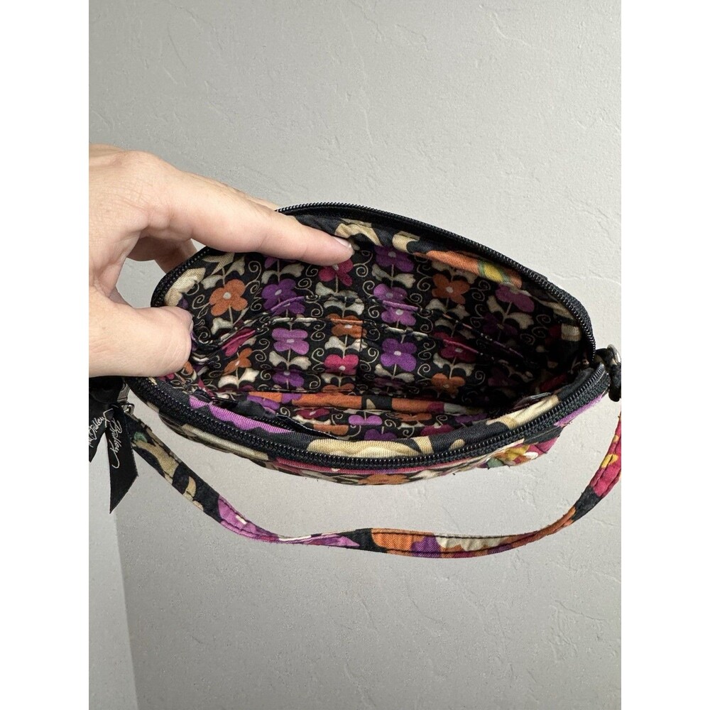 Vera Bradley Small Handbag Suzani Black Floral Mini - Picture 4 of 9